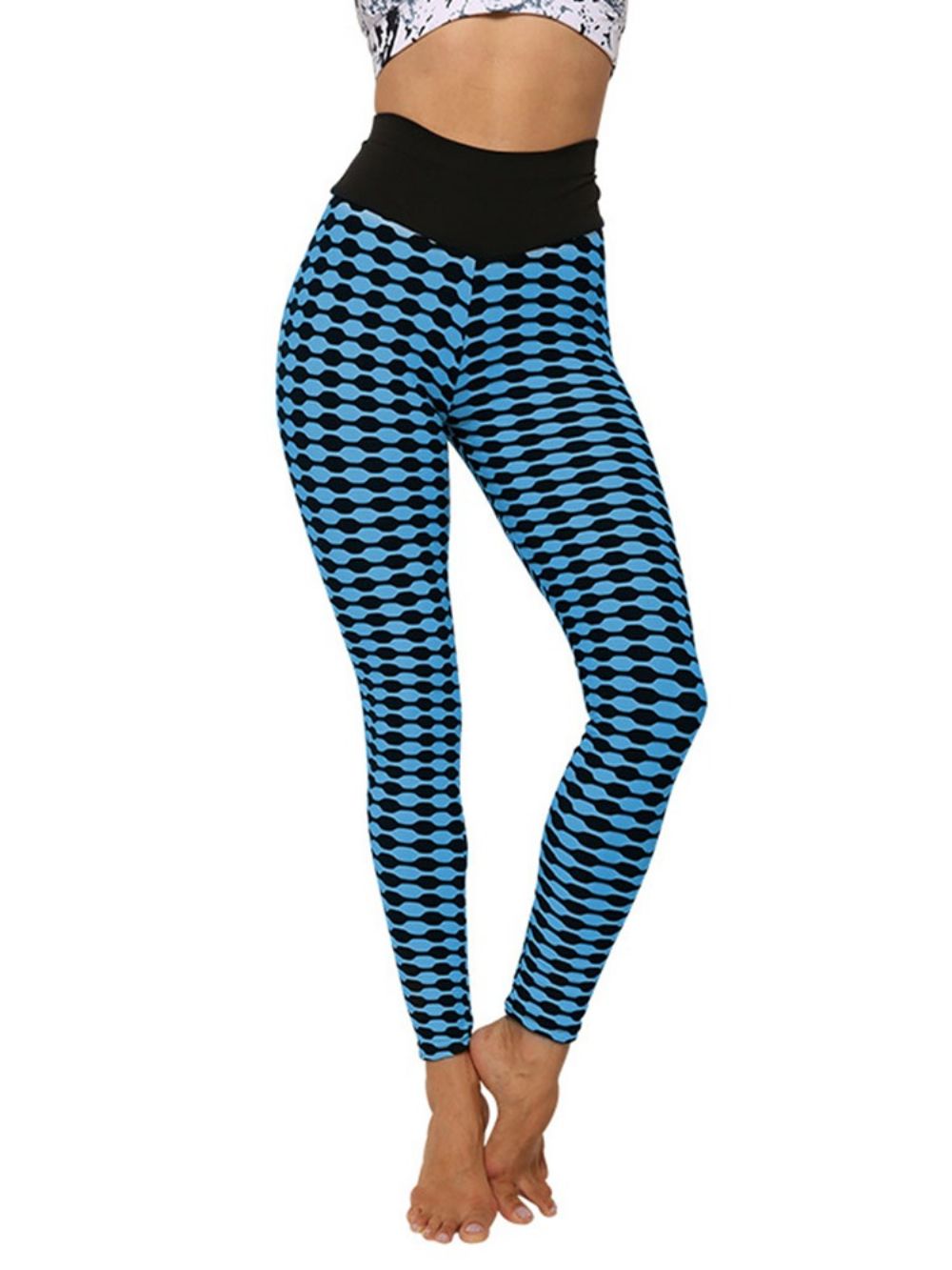 Print Gestreepte Anti-Zweet Polyester Yoga Broek Hoge Taille Tiktok Legging