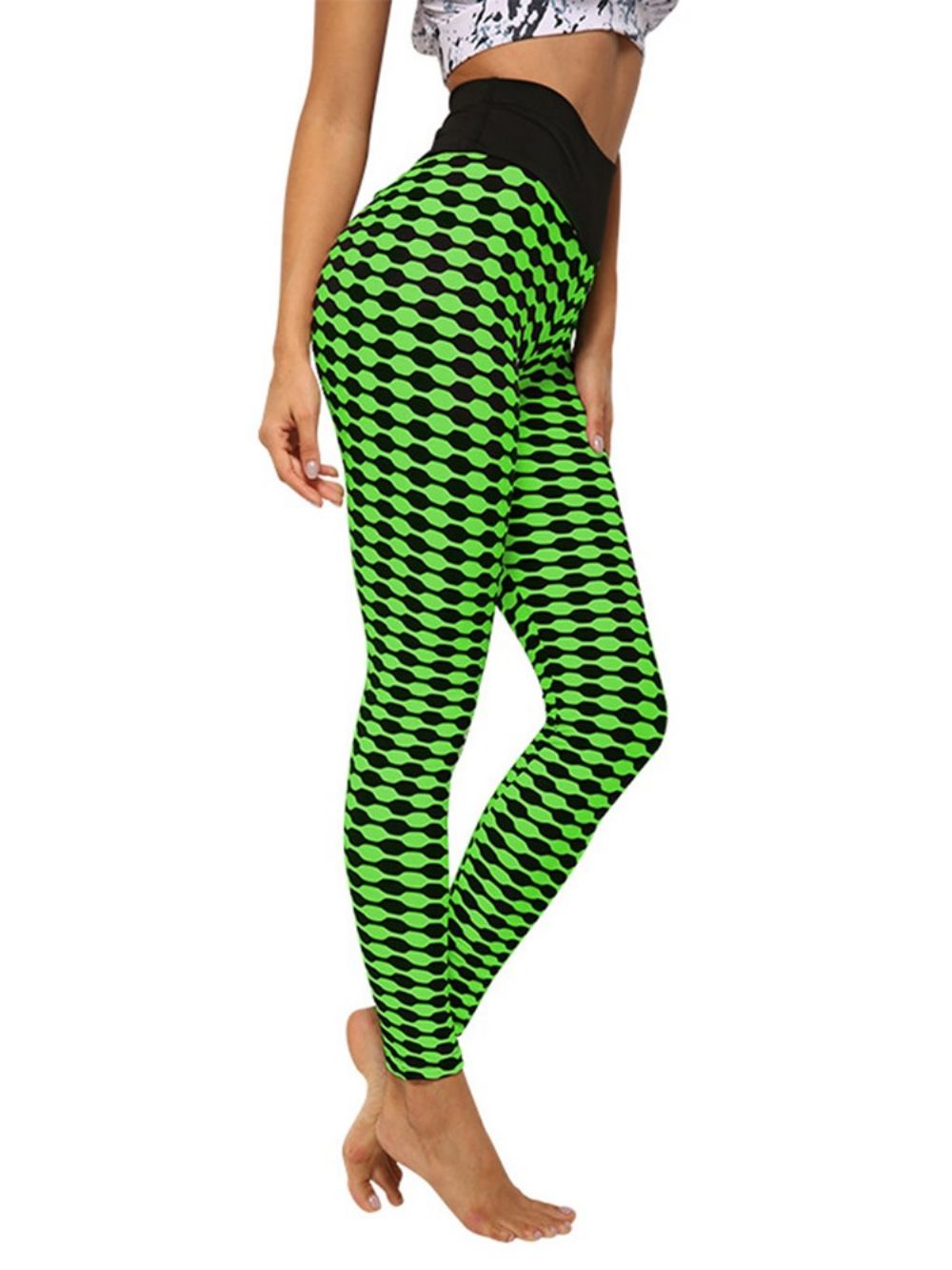 Print Gestreepte Anti-Zweet Polyester Yoga Broek Hoge Taille Tiktok Legging