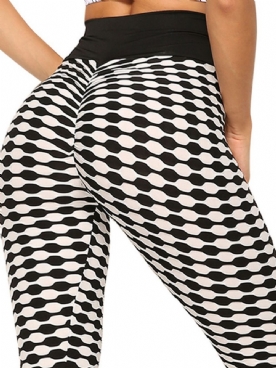 Print Gestreepte Anti-Zweet Polyester Yoga Broek Hoge Taille Tiktok Legging