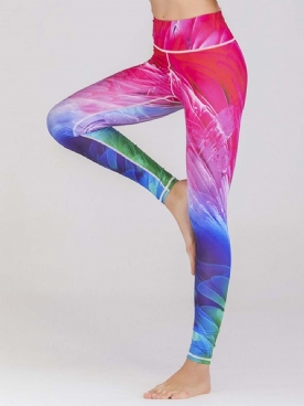 Sneldrogende Legging Met Kleurrijke Print Yoga Broek Hoge Taille Tiktok Legging