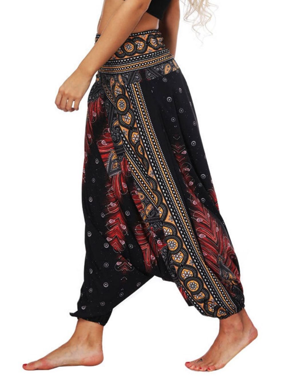 Yoga Harem Joggingbroek Met Boheemse Geometrie Print