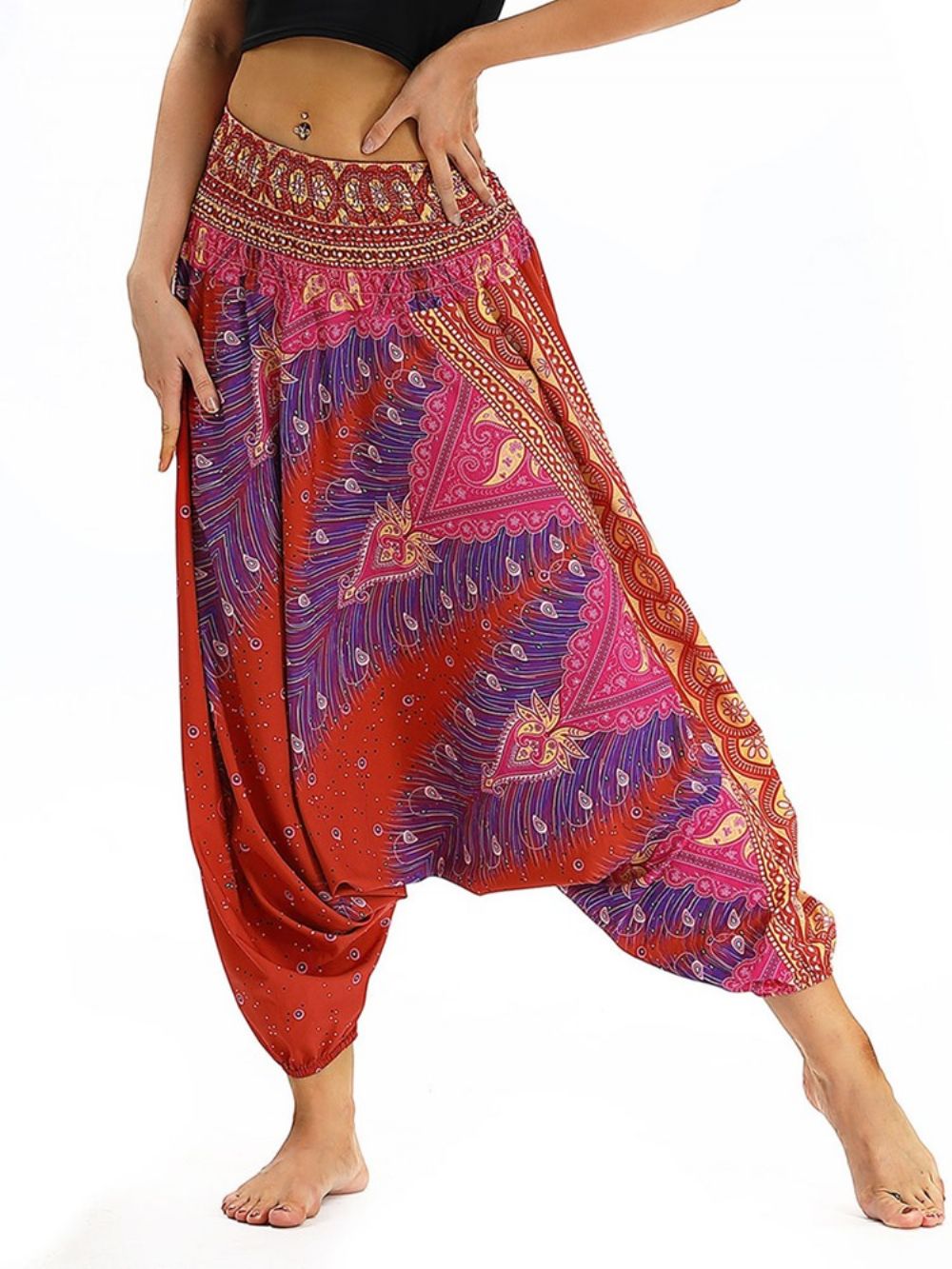 Yoga Harembroek Met Bohemienprint En Elastische Taille