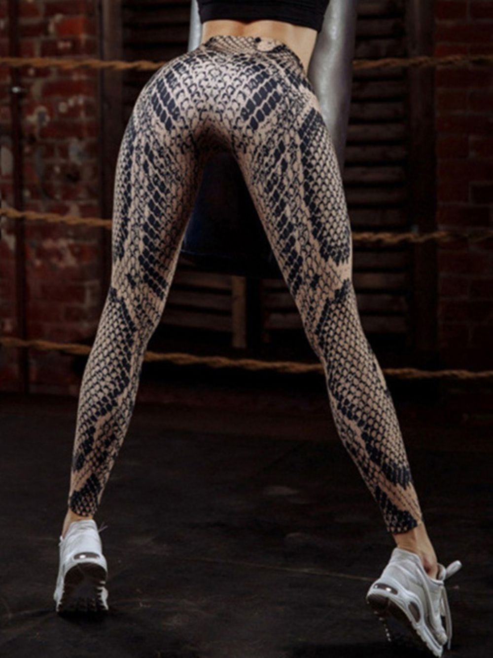 Yogalegging Dames Met 3D-Slangenleerpatroon Yogabroek Tiktok-Legging Met Hoge Taille