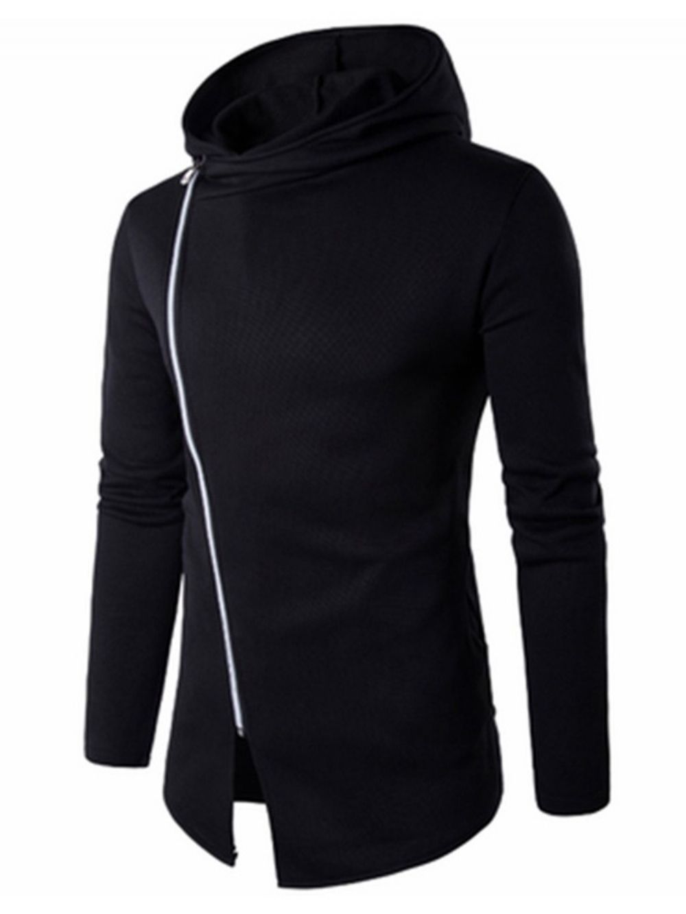 Asymmetrisch Vest Effen Hoodie Met Rits En Capuchon