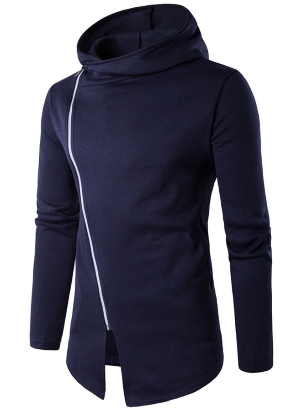 Asymmetrisch Vest Effen Hoodie Met Rits En Capuchon