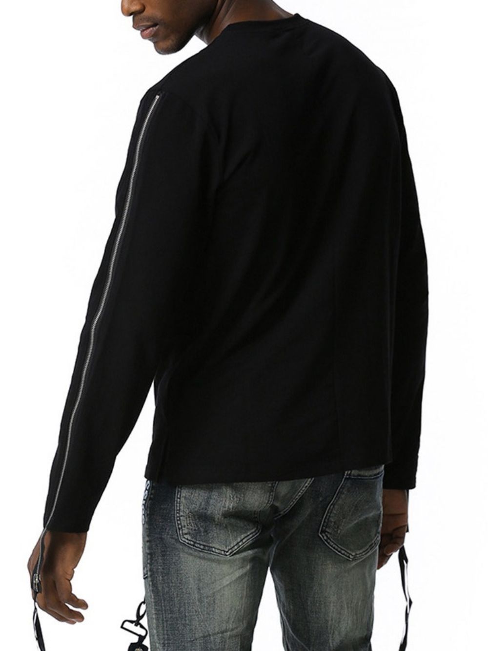 Effen Pullover Met Rits Ronde Hals Herfst Hoodies Heren