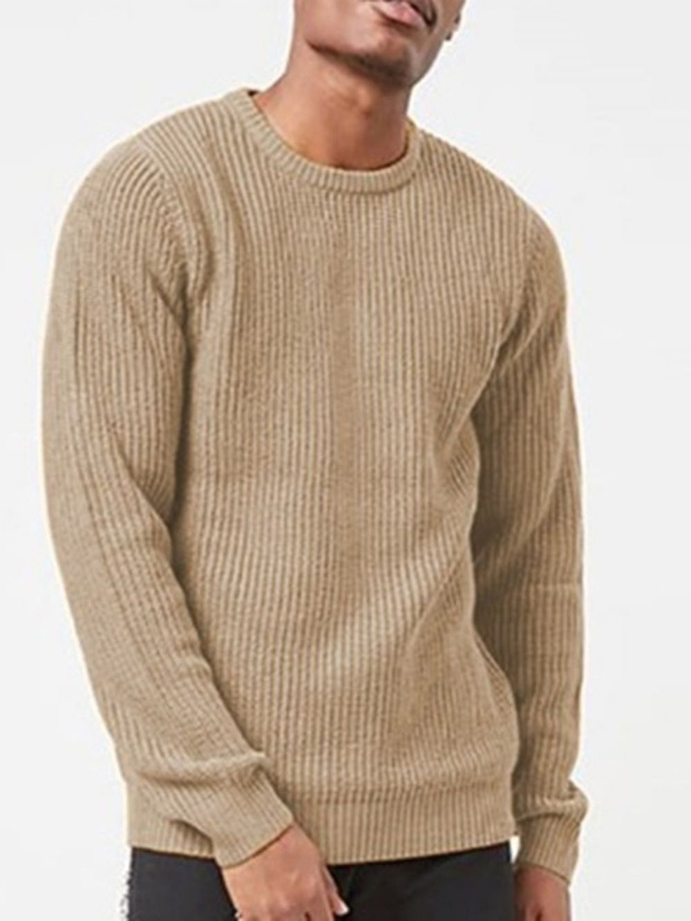 Effen Standaard Casual Herensweater Met Ronde Hals