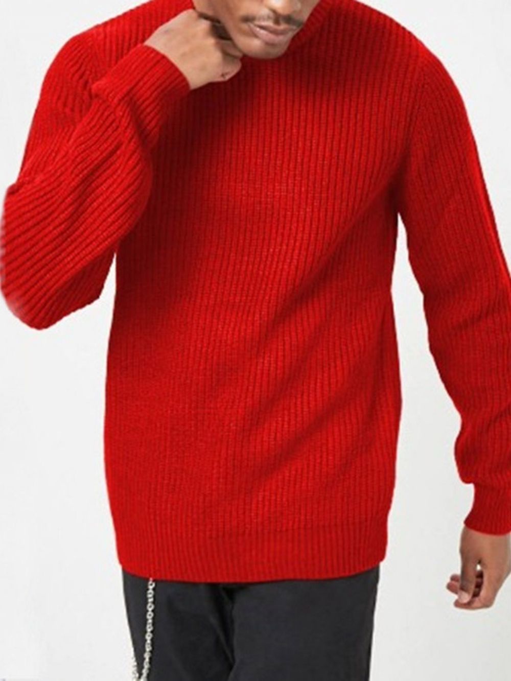 Effen Standaard Casual Herensweater Met Ronde Hals