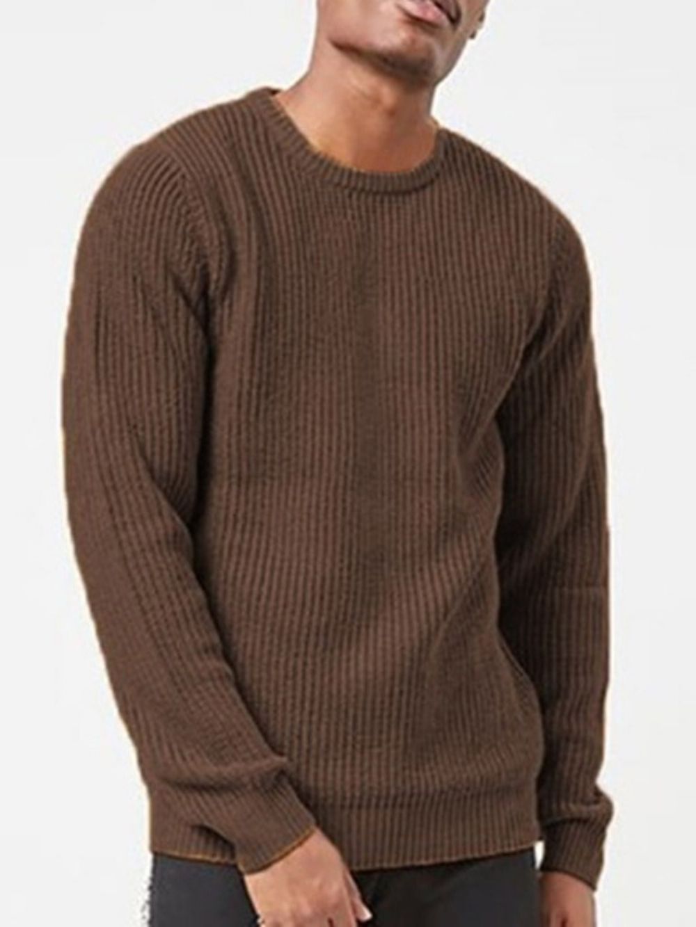 Effen Standaard Casual Herensweater Met Ronde Hals