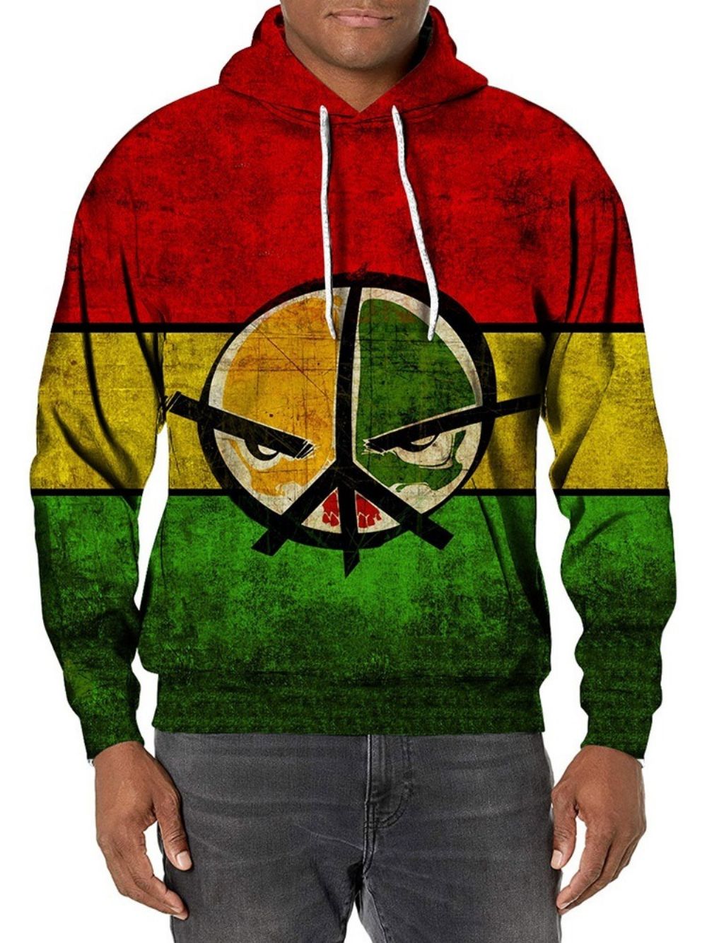 Print Pullover Color Block Losse Pullover Hoodies