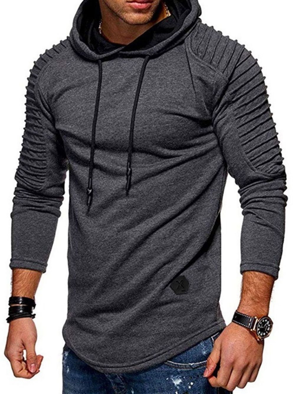 Pullover Geplooide Effen Hooded Pullover Hoodies