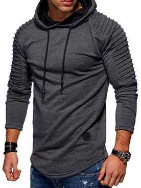 Pullover Geplooide Effen Hooded Pullover Hoodies