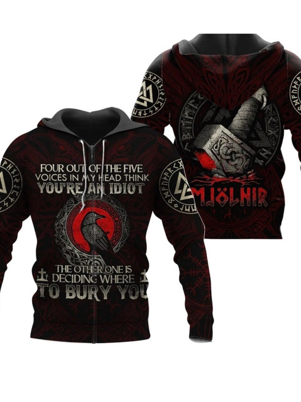 Vest Met Print En Capuchon Slim Hoodies Heren Met Rits