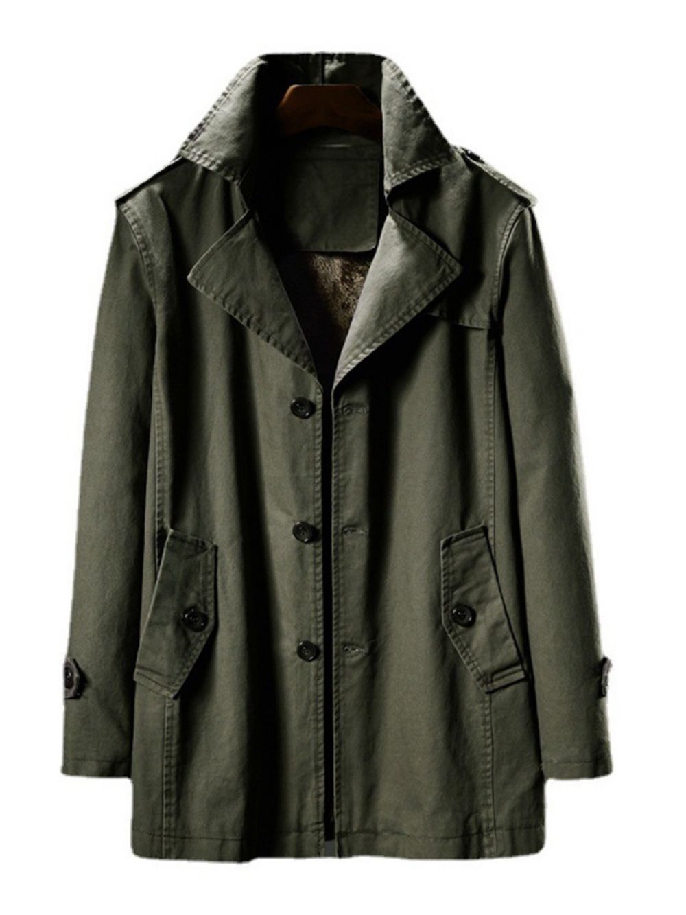 Revers Halflange Effen Koreaanse Wintertrenchcoat