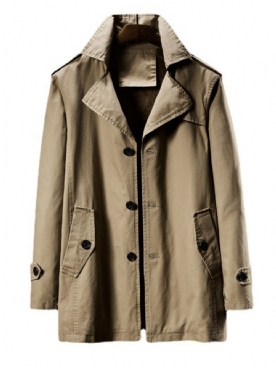 Revers Halflange Effen Koreaanse Wintertrenchcoat