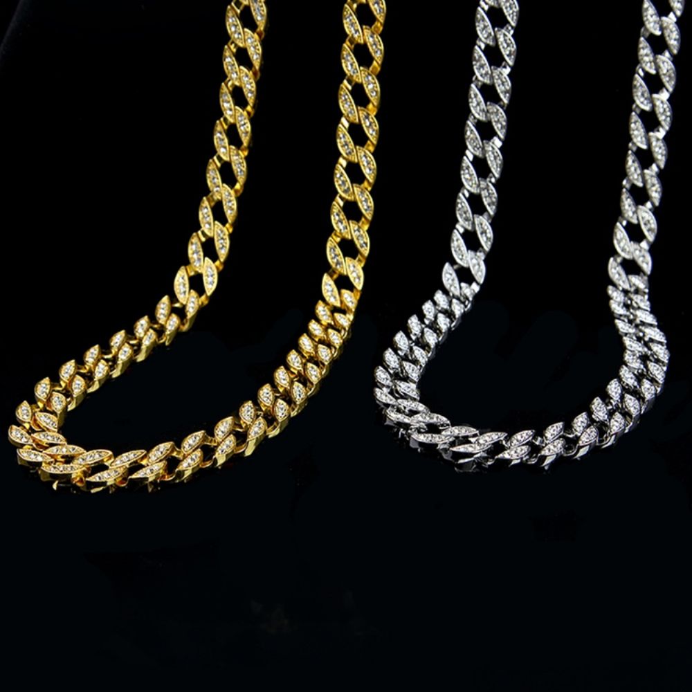 Cubaanse Link Chain-Stijl Diamante Hiphop-Ketting