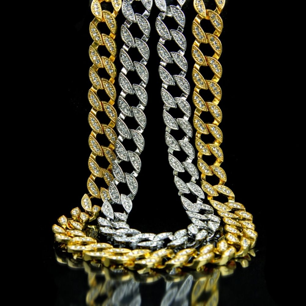 Cubaanse Link Chain-Stijl Diamante Hiphop-Ketting