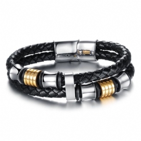 Leren Geweven Herenarmband