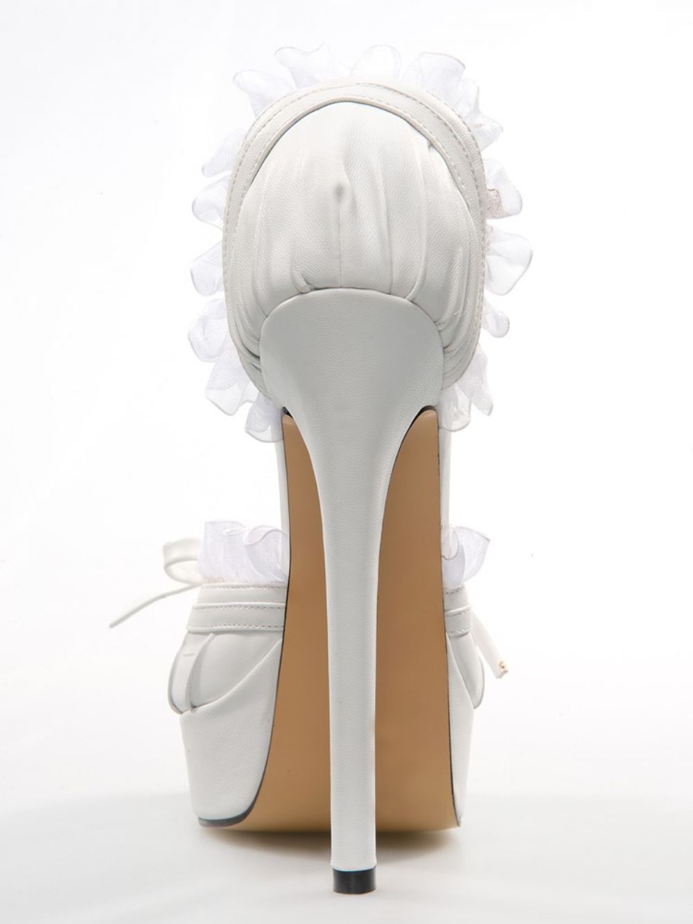 Elegante Witte Pu Peep Toe Enkelband Hoge Hak Schoenen & Galaschoenen