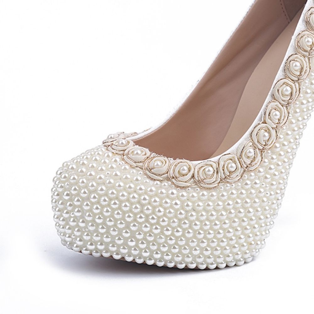 Kleine Bloem & Parel Decoratie Prom Shoes