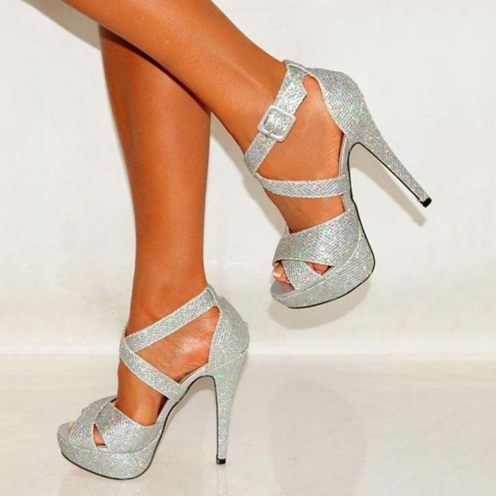 Pailletten Peep Toe Naaldhak Dames Galaschoenen