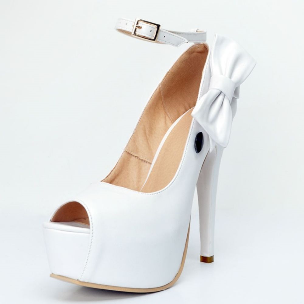 Peep-Toe Effen Stiletto Pumps Met Strik