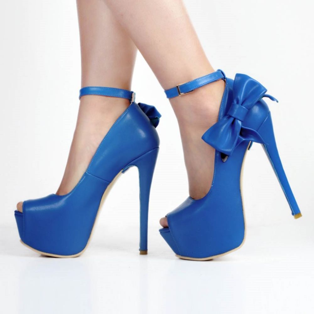 Peep-Toe Effen Stiletto Pumps Met Strik