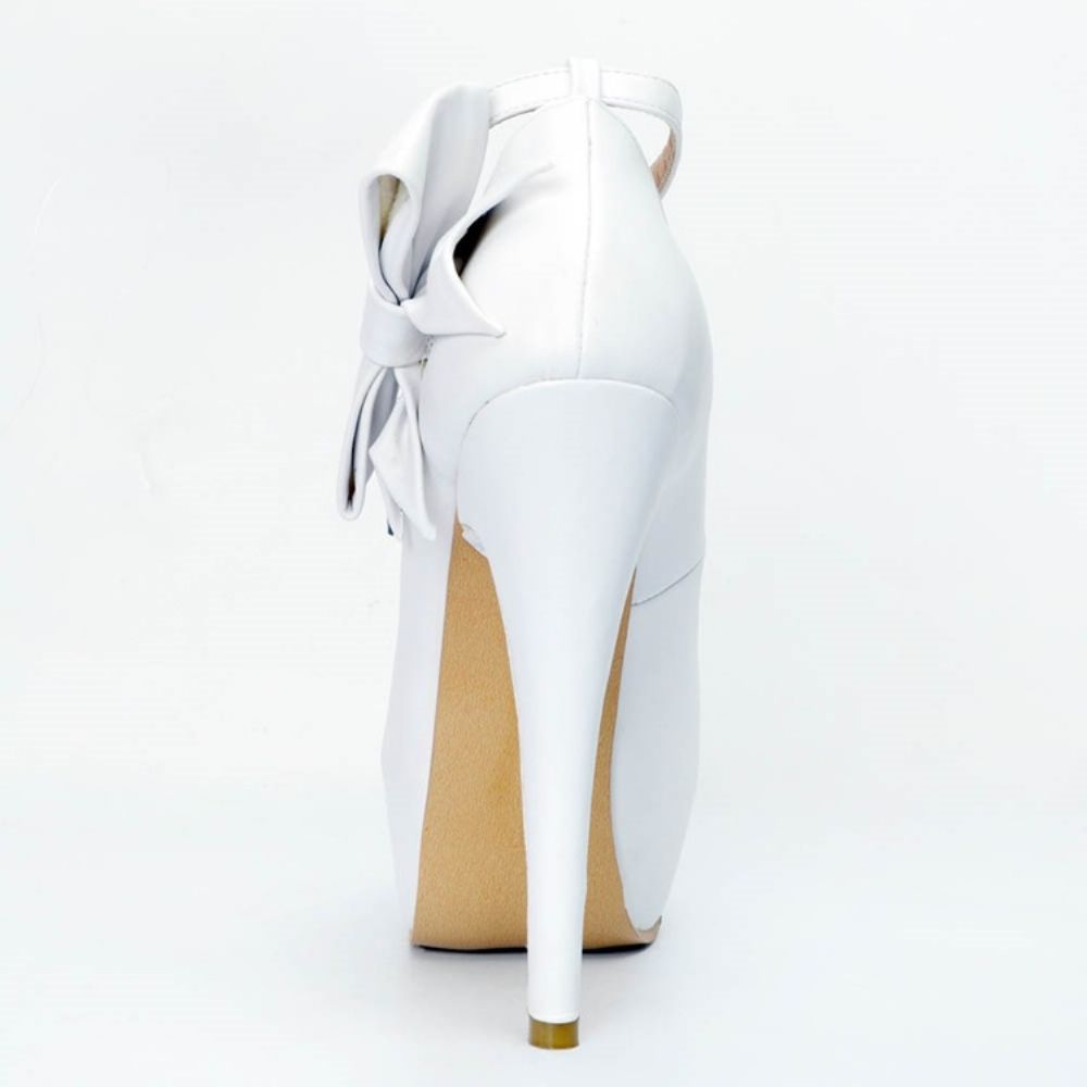 Peep-Toe Effen Stiletto Pumps Met Strik