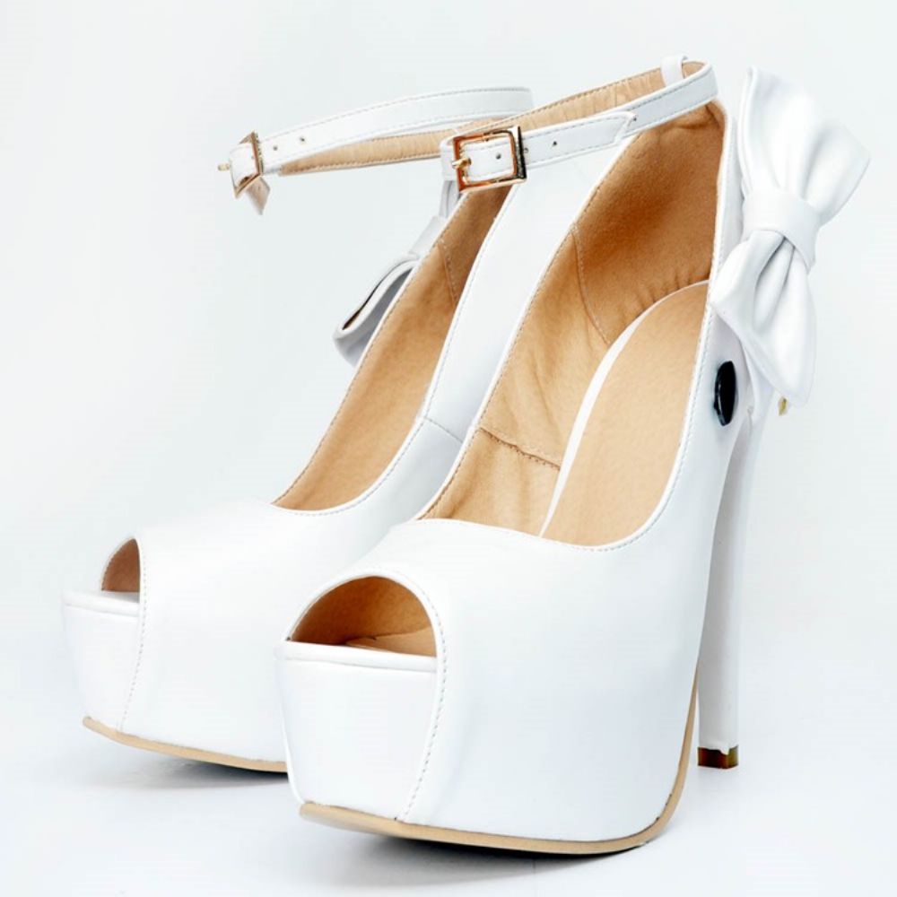 Peep-Toe Effen Stiletto Pumps Met Strik