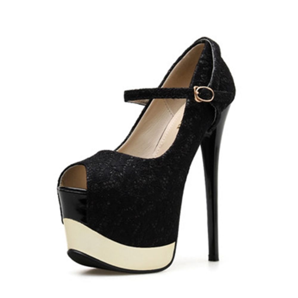 Platform Naaldhak Peep Toe Gesp Dames Galaschoenen