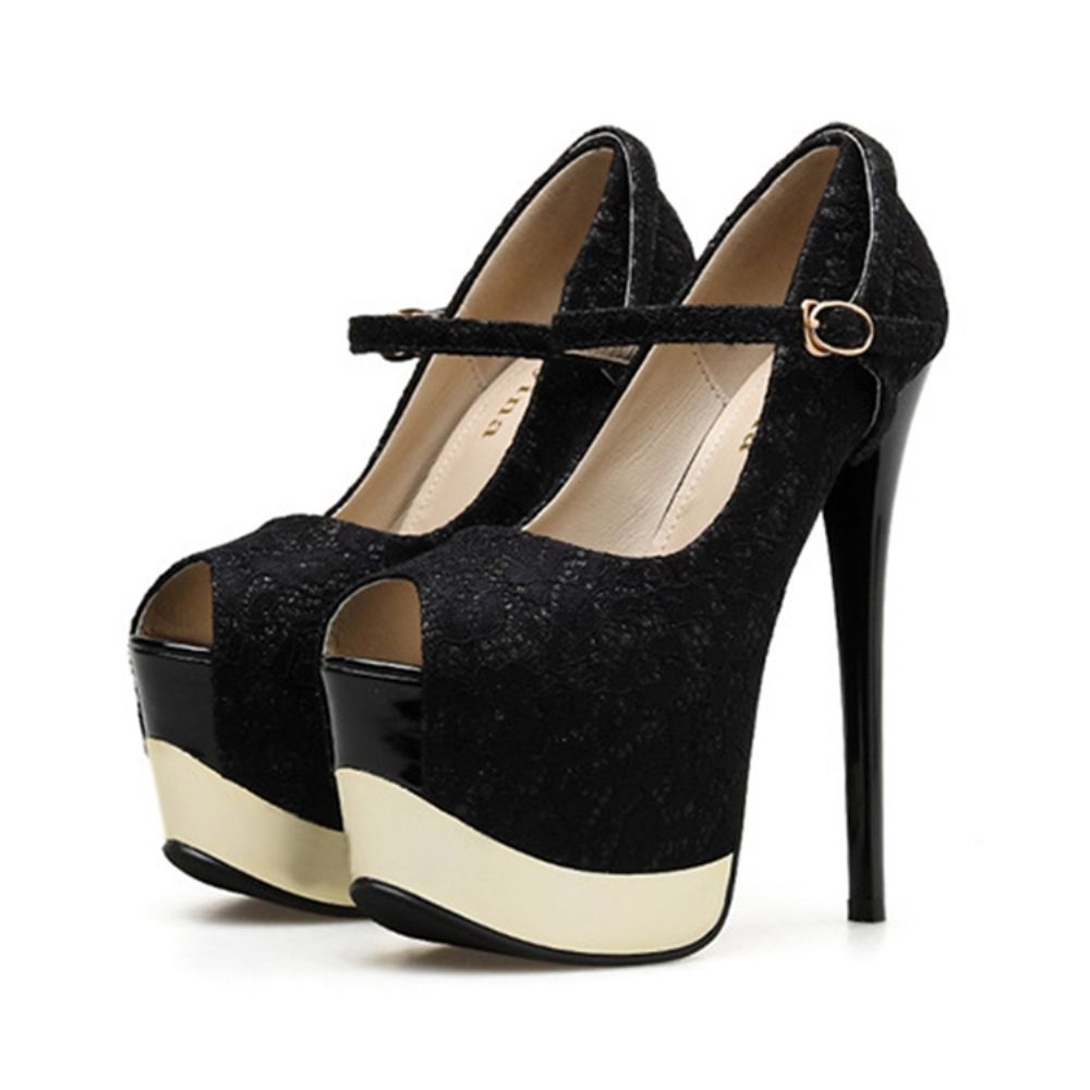 Platform Naaldhak Peep Toe Gesp Dames Galaschoenen