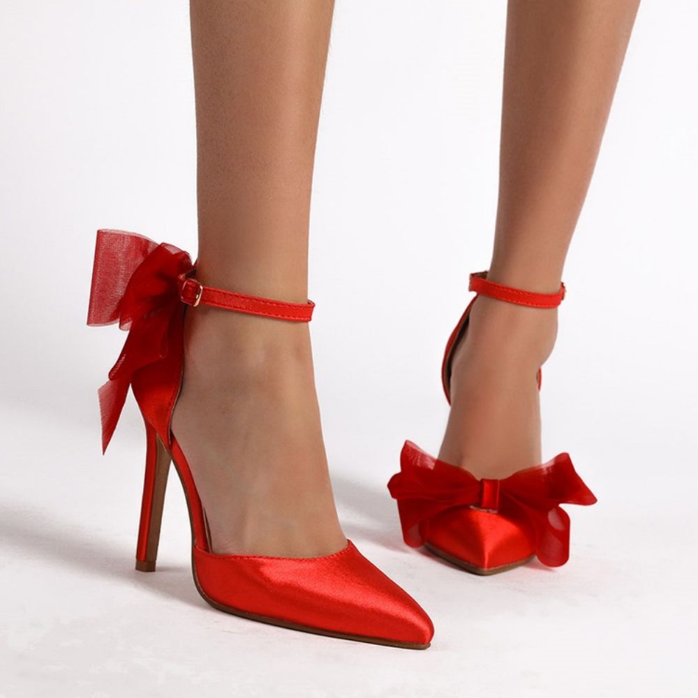 Stiletto Heel Puntige Teen Strik Effen Dunne Schoenen