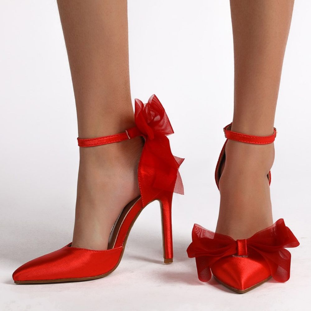 Stiletto Heel Puntige Teen Strik Effen Dunne Schoenen