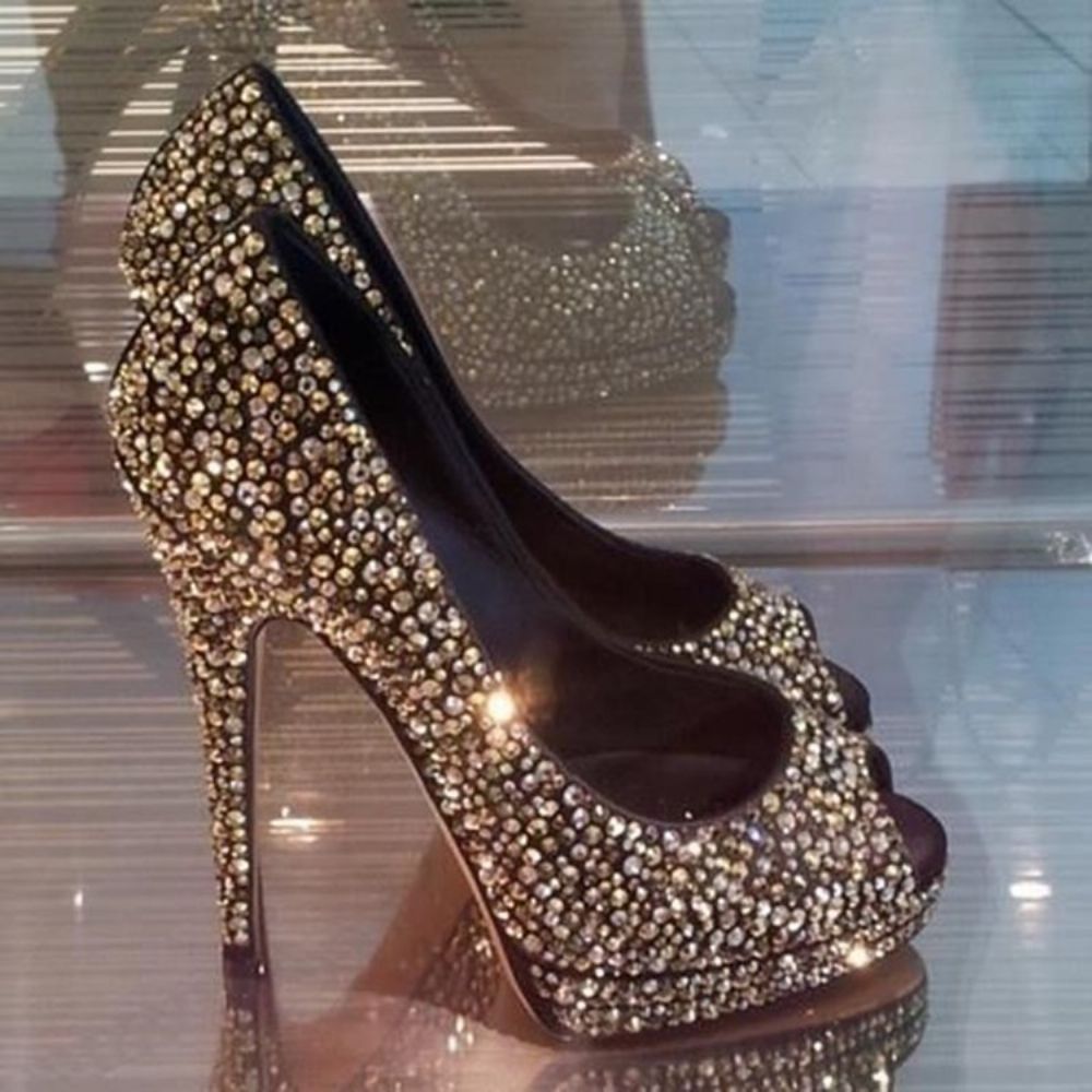 Strass Peep Toe Platform Galaschoenen