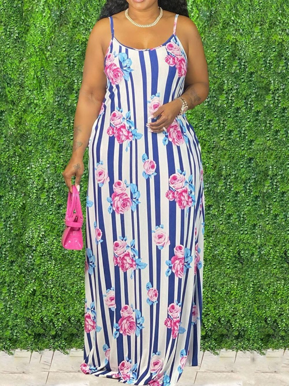 Mouwloze Maxi-Jurk Met Lange Mouwen En Print Met Bloemenprint