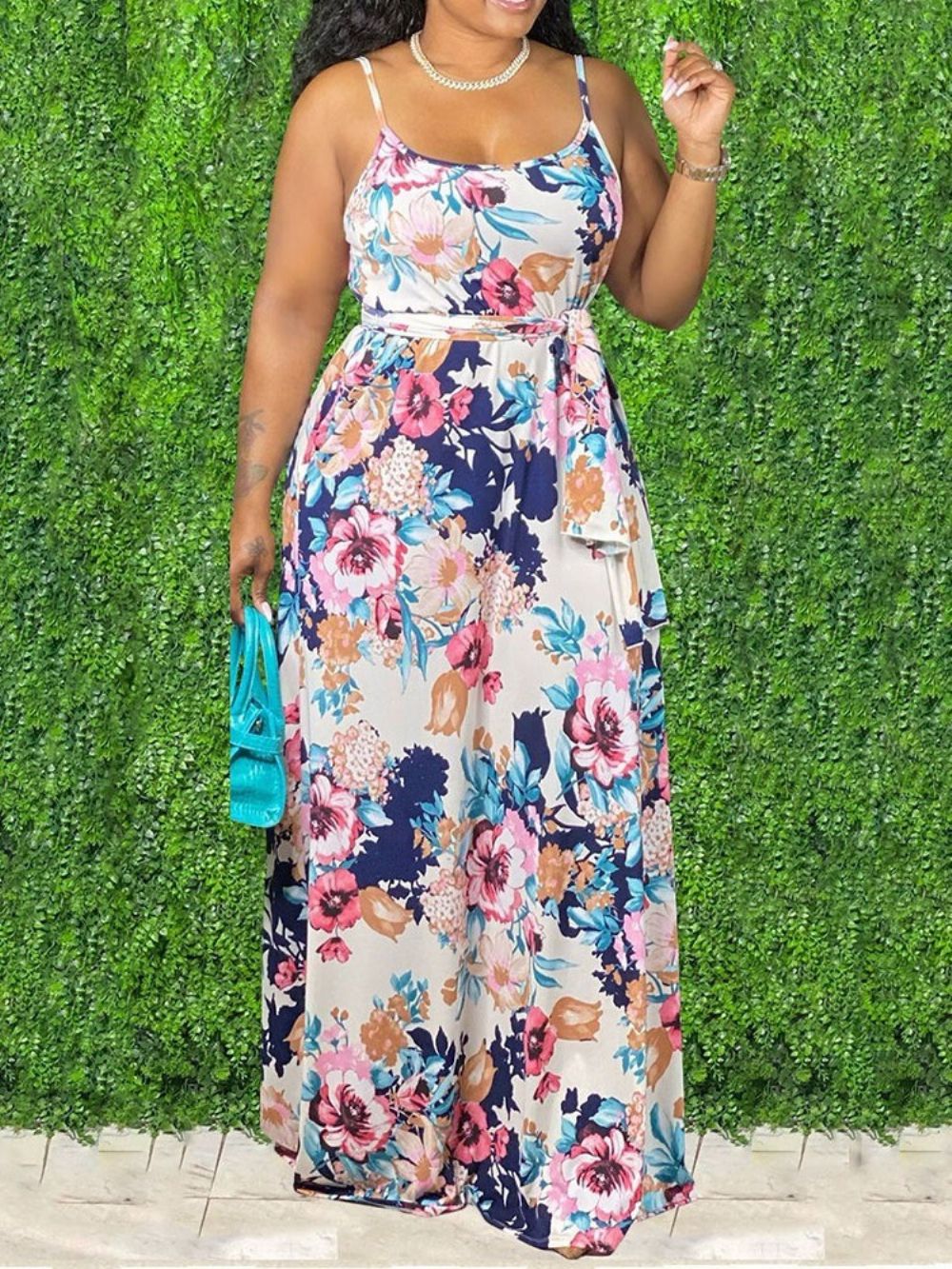 Mouwloze Maxi-Jurk Met Lange Mouwen En Print Met Bloemenprint