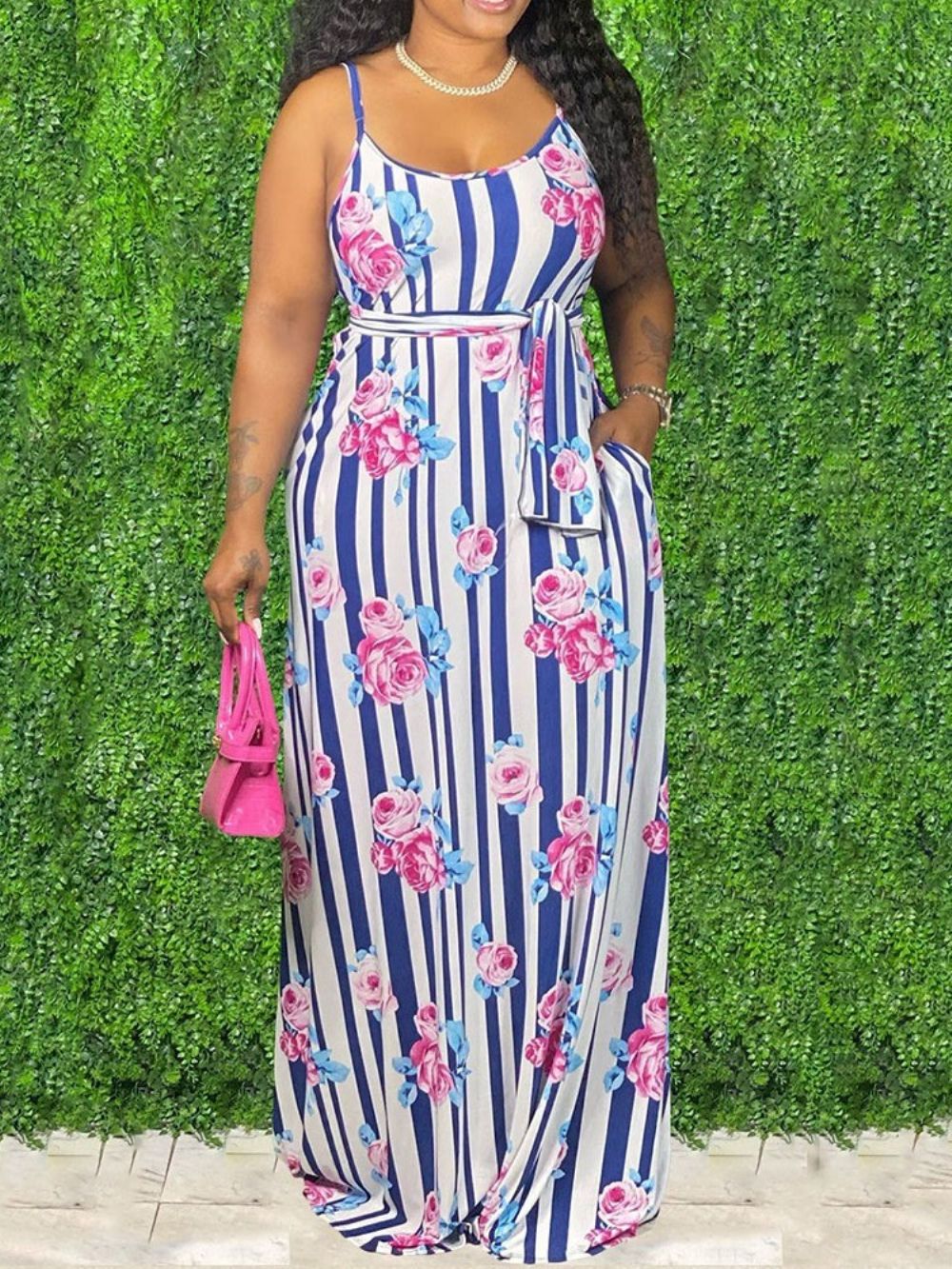 Mouwloze Maxi-Jurk Met Lange Mouwen En Print Met Bloemenprint