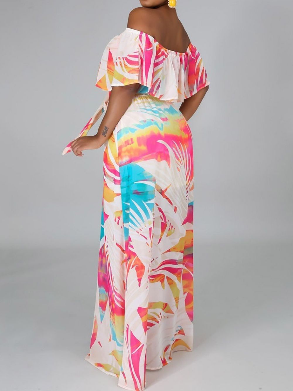 Off-Shoulder Halflange Maxi-Jurk Tot De Grond Pullover