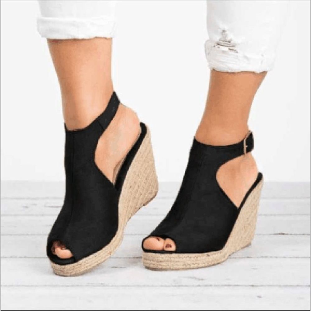 Sandalen Dames Met Peeptoe-Gesp En Sleehak