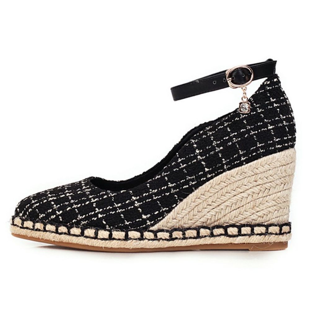 Wedge Sandalen Met Puntige Teen Lijnstijl Met Gesp