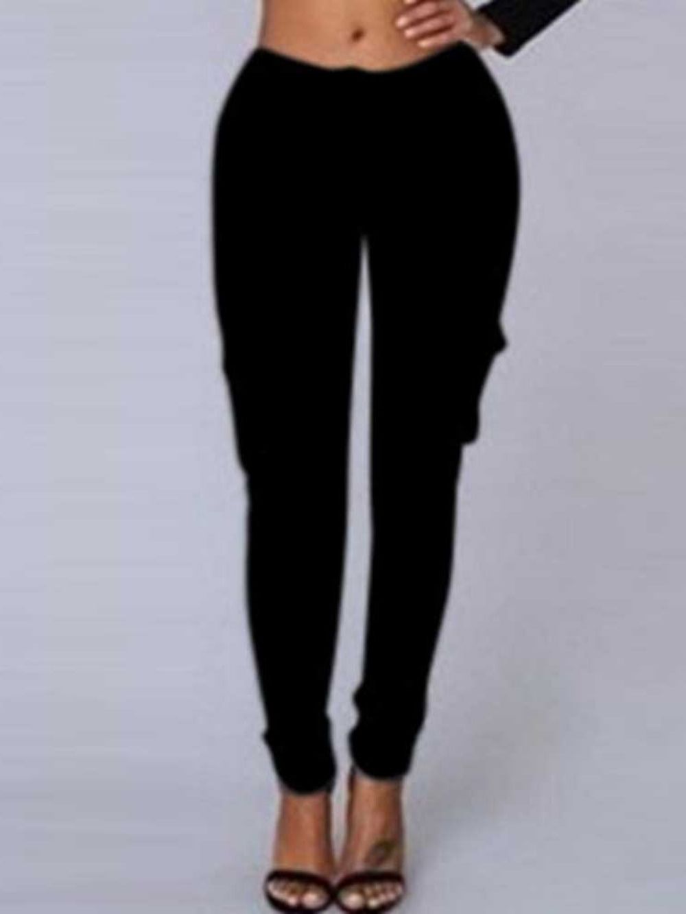 Cargobroeken Skinny Effen Pocket Potloodbroek Mid-Taille Casual Broek Dames