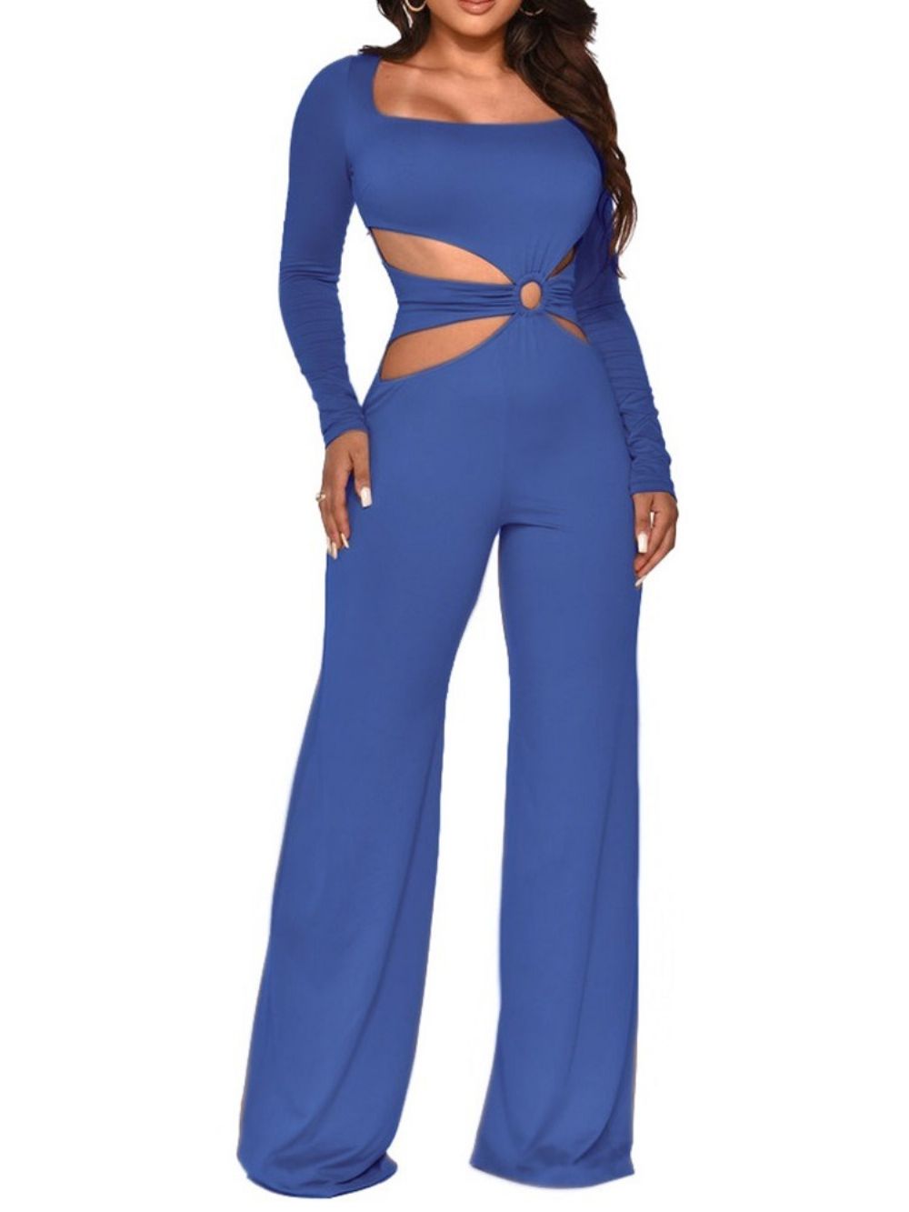 Damesachtige Effen Rechte Jumpsuit Met Hoge Taille