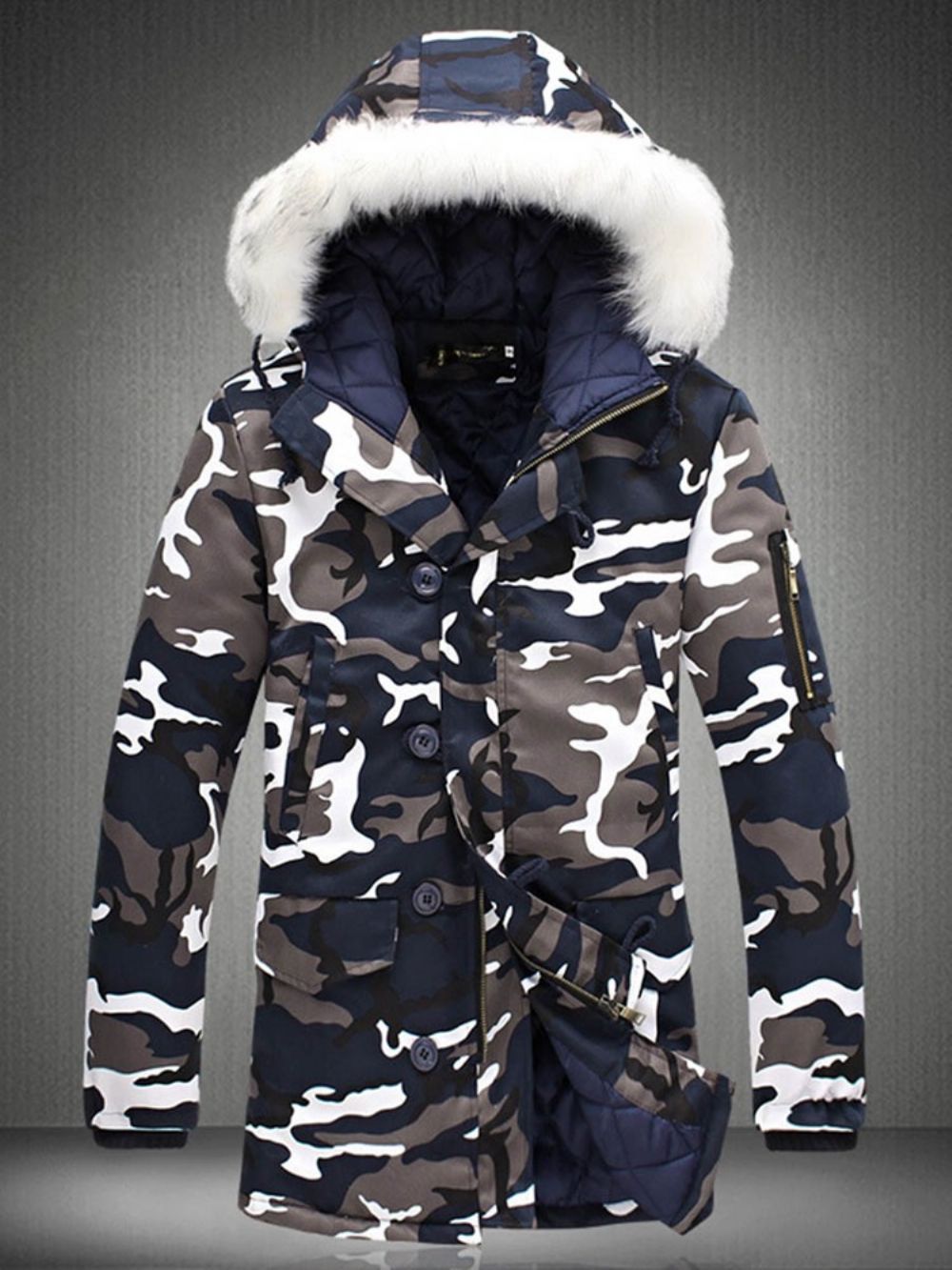 Zip Camouflage Dikkere Warme Winterjas Heren