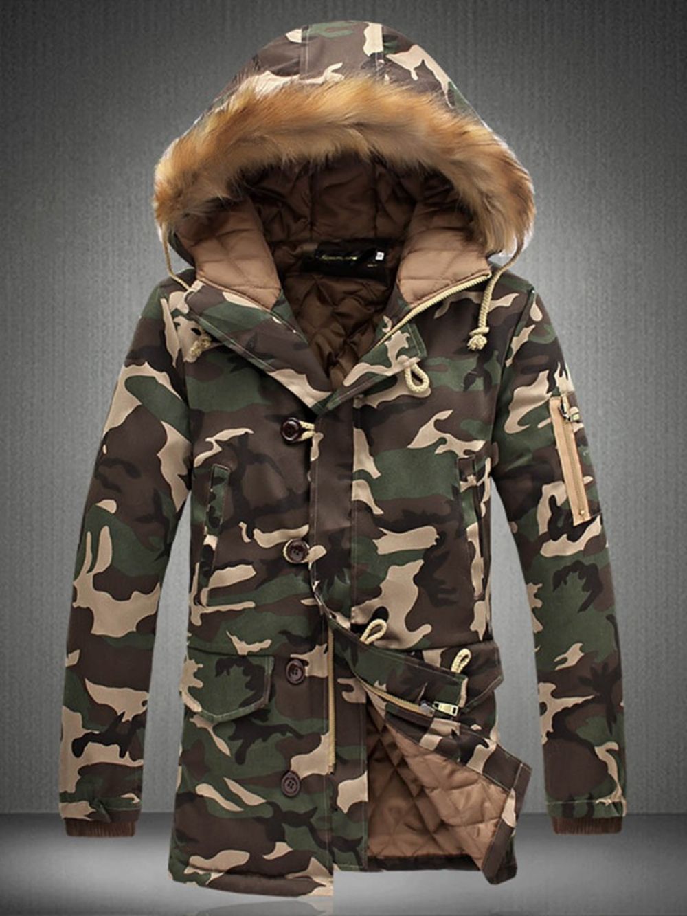 Zip Camouflage Dikkere Warme Winterjas Heren