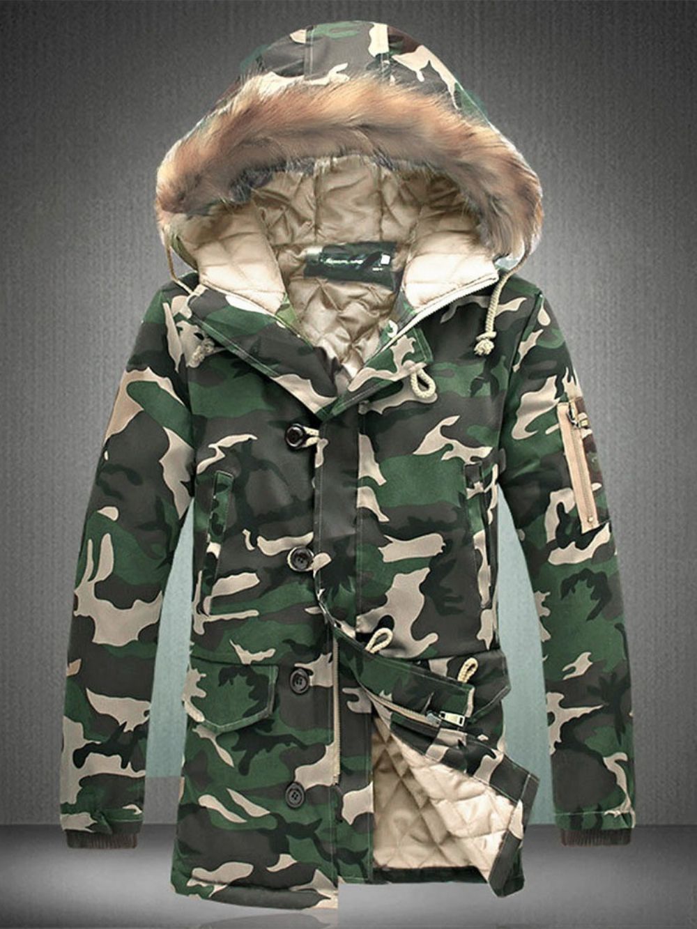 Zip Camouflage Dikkere Warme Winterjas Heren