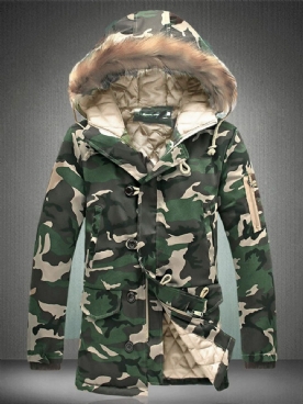 Zip Camouflage Dikkere Warme Winterjas Heren