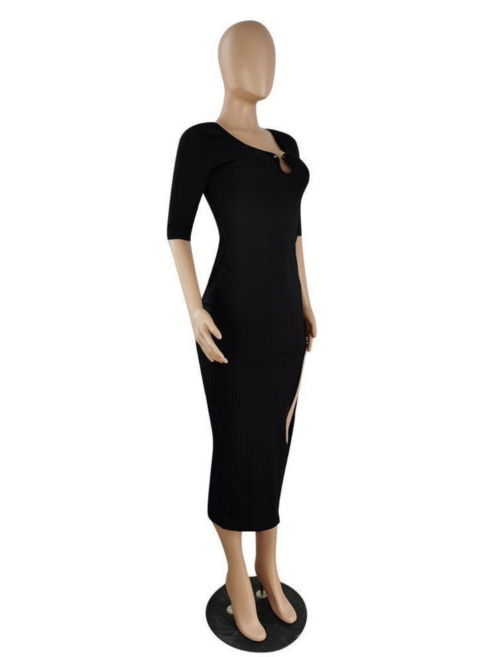 Effen Bodycon-Jurk Met Halve Mouwen En Halflange Mouwen