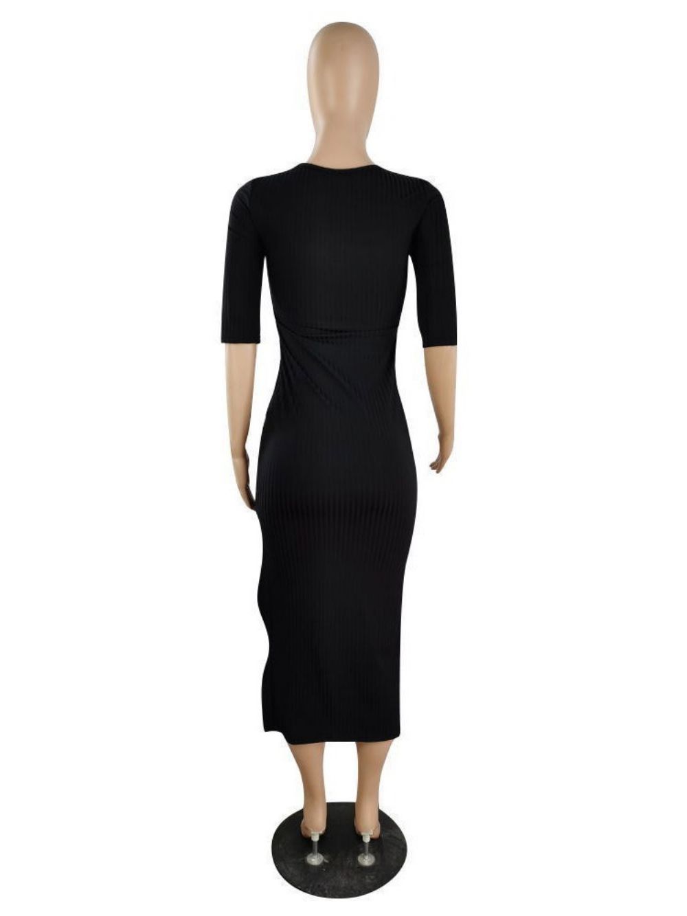 Effen Bodycon-Jurk Met Halve Mouwen En Halflange Mouwen