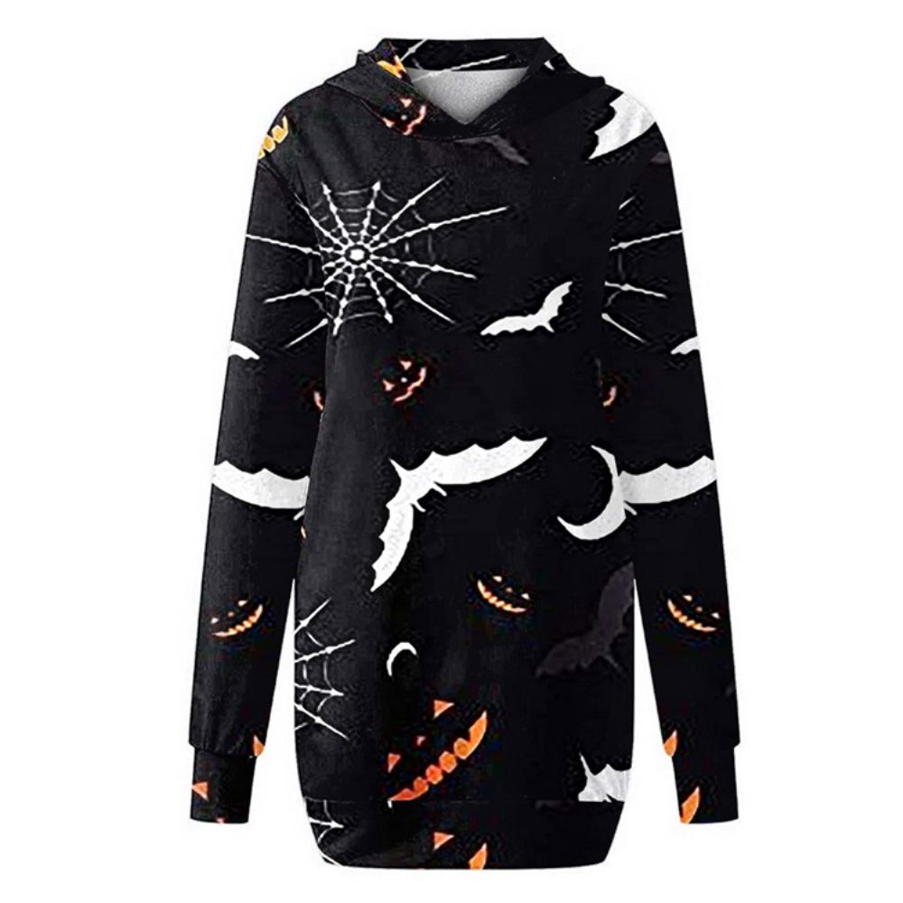 Normale Winter Casual Jurk Met Capuchon En Print Met Lange Mouwen