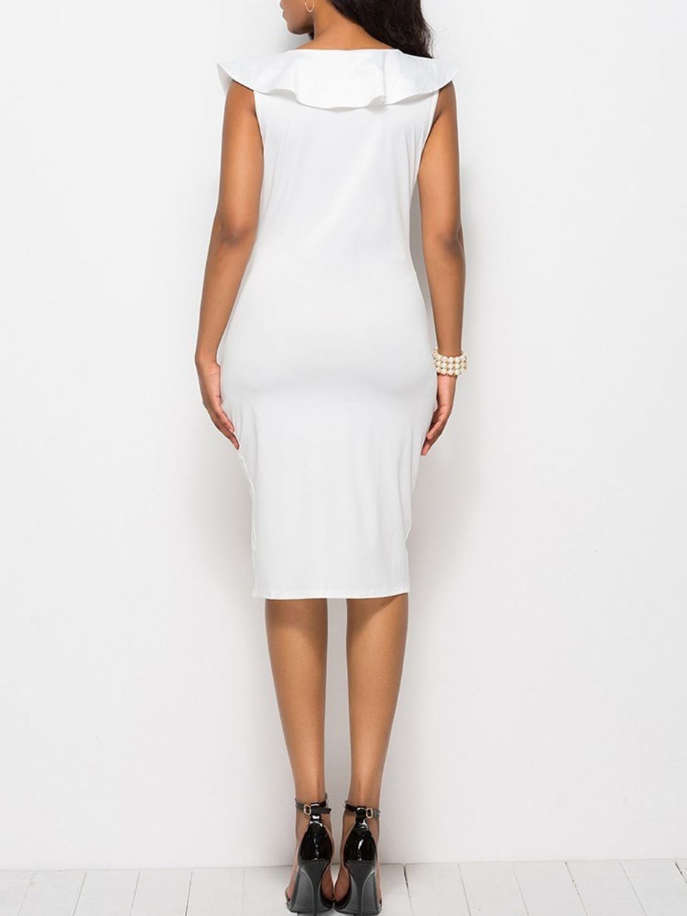 Bodycon V-Hals Asymmetrische Damesjurk